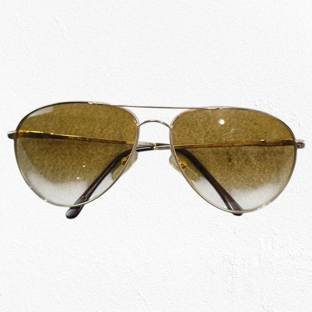 80s Vintage Pierre Cardin Aviator Sunglasses Gold Brown Designer Eyewear w/ Case